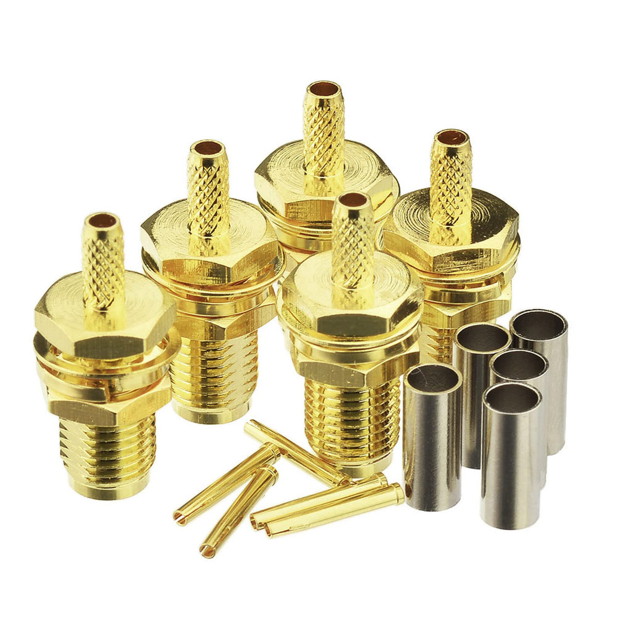 Eightwood 10pcs SMA Female Bulkhead Crimp Connector for RG316 RG174 Cable