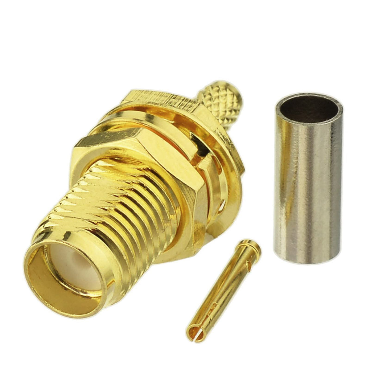 Eightwood 10pcs SMA Female Bulkhead Crimp Connector for RG316 RG174 Cable