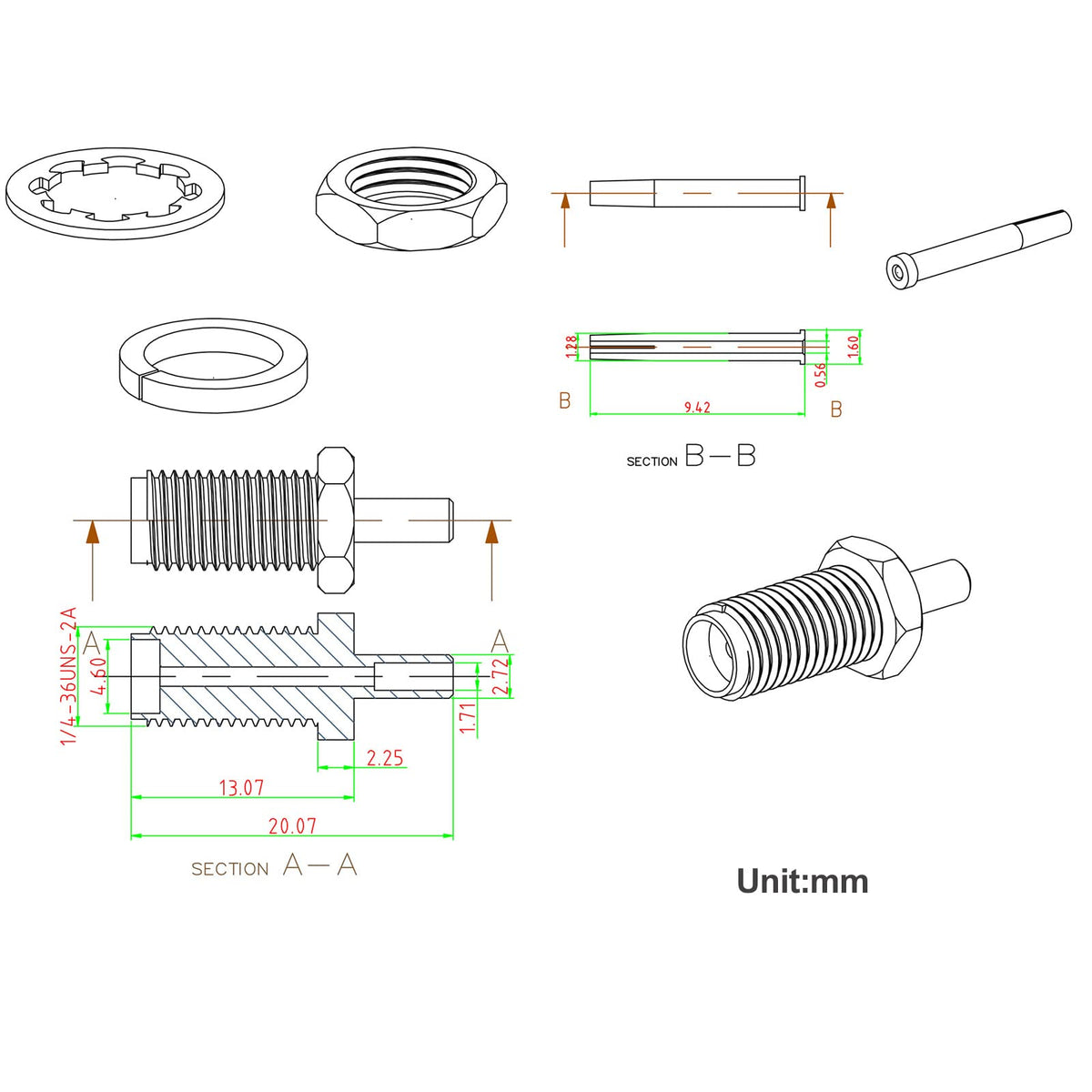 Eightwood 10pcs SMA Female Bulkhead Crimp Connector for RG316 RG174 Cable