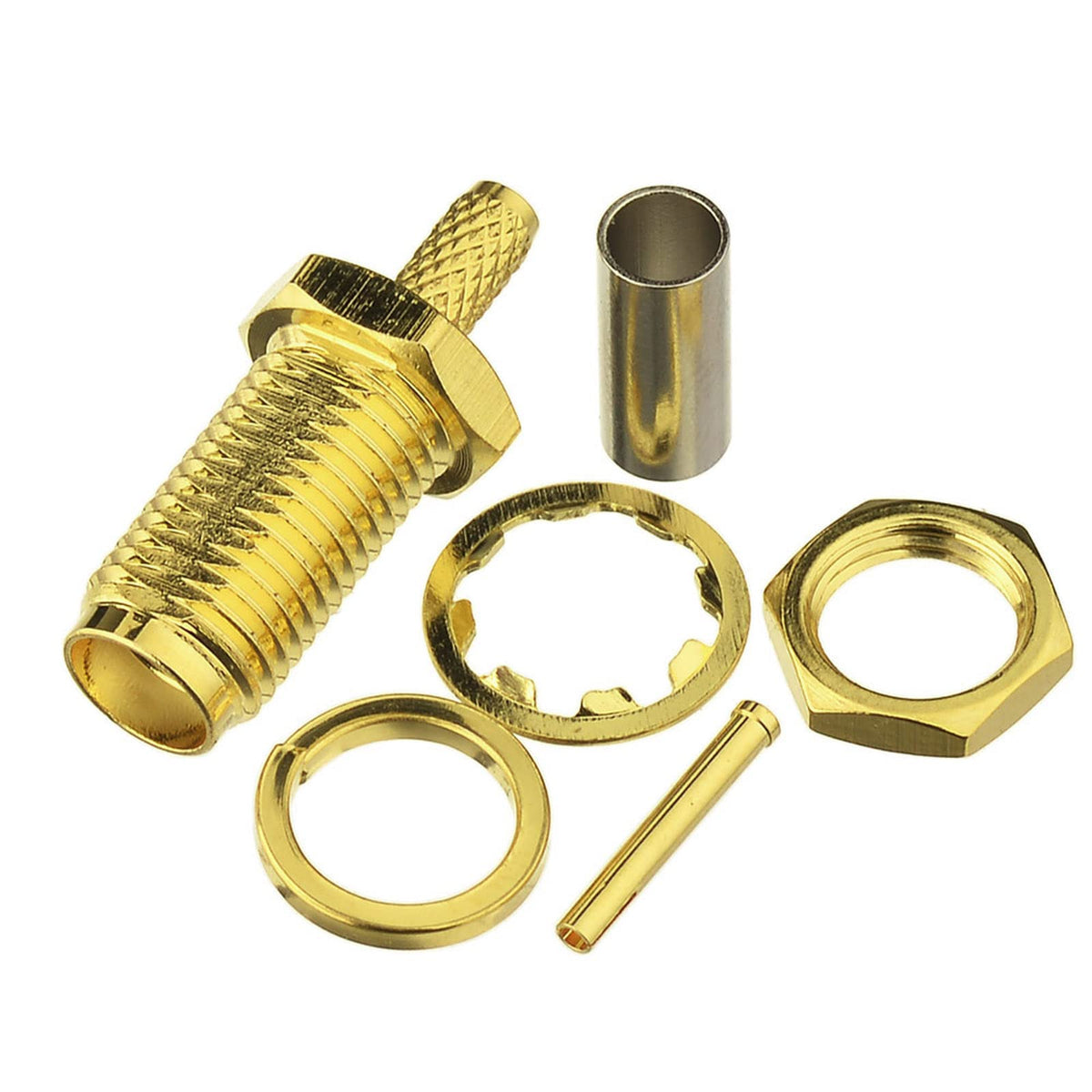 Eightwood 10pcs SMA Female Bulkhead Crimp Connector for RG316 RG174 Cable