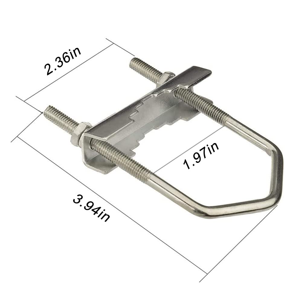 Eightwood Yagi WiFi Antenna Mast Mounting Bracket U-Bolt Clamp 2-Pack | for Outdoor WiFi Antenna, LoRa Antenna, 4G LTE Antenna, Ham Radio Antenna, TV Antenna