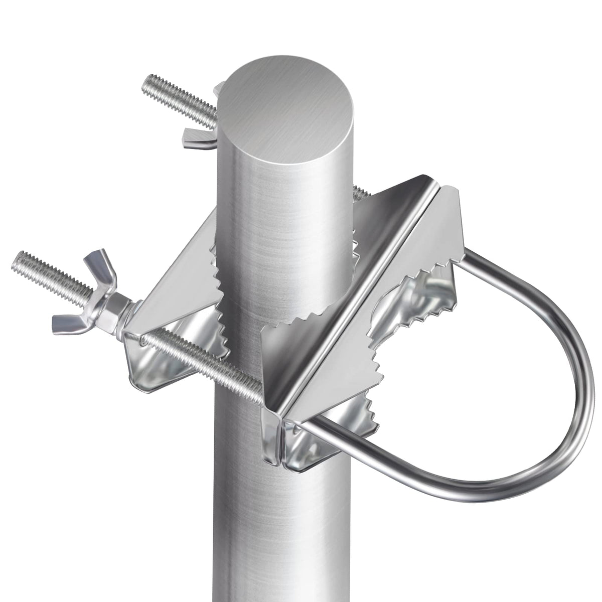 Eightwood Double Antenna Mast Clamp V Jaw Mounting Bracket U Bolts, 2 Sets | Pipe to Pipe Clamp for Outdoor CB Antenna, TV Antenna, Lora Antenna, WiFi Yagi Antenna, Weather Station