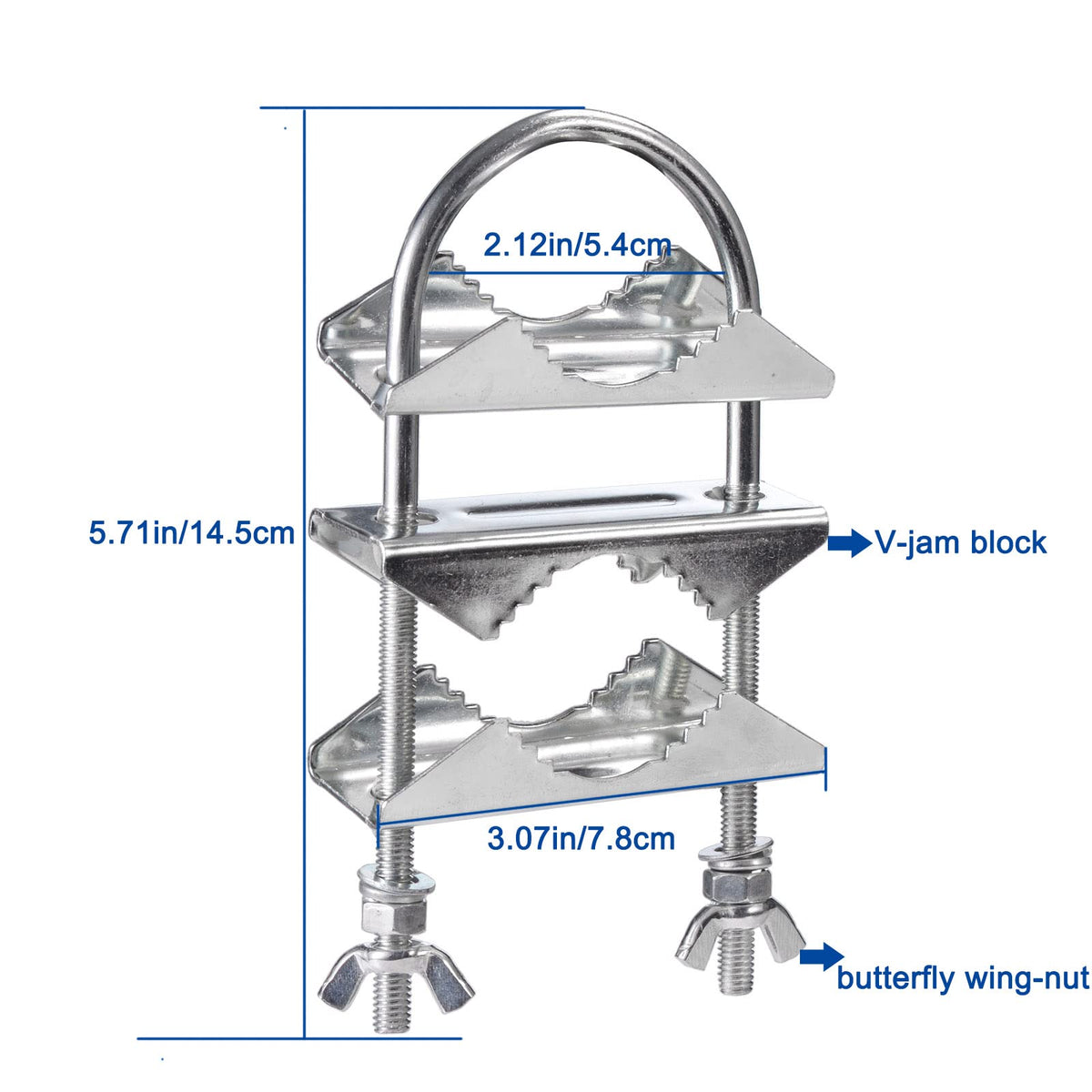 Eightwood Double Antenna Mast Clamp V Jaw Mounting Bracket U Bolts, 2 Sets | Pipe to Pipe Clamp for Outdoor CB Antenna, TV Antenna, Lora Antenna, WiFi Yagi Antenna, Weather Station