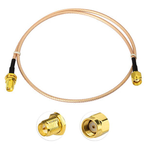 Low Loss RP-SMA Straight Male to RP-SMA Female Bulkhead RG316 Wire with Connecting Extension Coaxial Cable(50 ohm) Adapter Jumper 1.6ft（50cm）