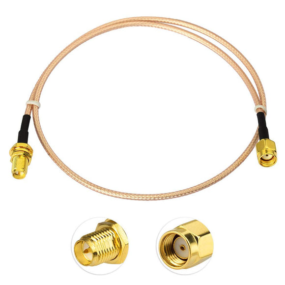 Low Loss RP-SMA Straight Male to RP-SMA Female Bulkhead RG316 Wire with Connecting Extension Coaxial Cable(50 ohm) Adapter Jumper 1.6ft（50cm）