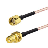 Low Loss RP-SMA Male to Female Bulkhead Connector with RG316 Wire Extension Coaxial Cable for FPV Antenna 90mm