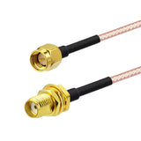 SMA Female Bulkhead Mount to SMA Male RG316 Coaxial Cable 12 inch 30cm (2-Pack) for 4G LTE Router Cellular Cell Phone Signal Booster Amplifier RTL SDR USB ADS-B Receiver Ham Radio Transmitter