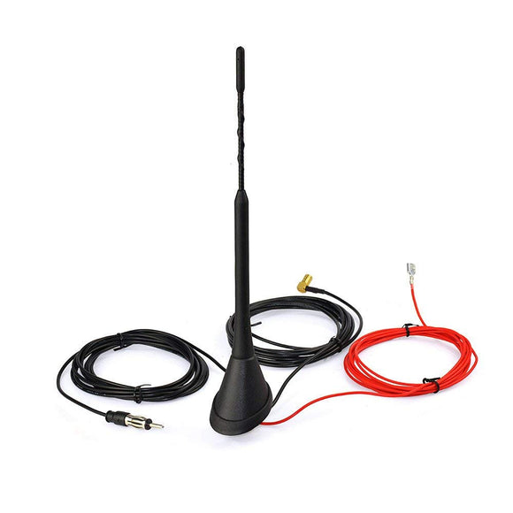 DAB+ Antenne Digital Radio FM/AM Kombi DAB Antenne SMB Stecker DIN Male Adapter Auto Radio Antenne Splitter Fahrzeug Dachmontage Signal Amplifier 500cm 16.4ft mit Flexible 23cm Stab für Blaupunkt TechniSat Pioneer Sony Kenwood Alpine JVC