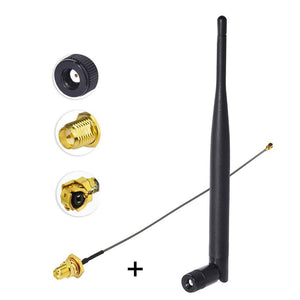 Eightwood 1 x 6dBi 2.4GHz/5GHz Dual Band WiFi RP-SMA Antenna + 1 x 15cm U.fl/IPEX Cable for Wireless Routers Mini PCIe Cards Network Extension Bulkhead Pigtail PCI WiFi WAN Repeater