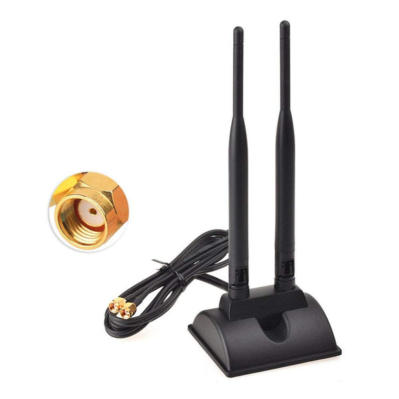 Wifi Antenna RPSMA 2.4G/5.8G Dual Frequency Magnetic Antenna 6dBi with RP-SMA Adapter Extension Cable 2m Compatible for Wifi Camera Wifi Card WLAN PCI Cards Wirelesse Wifi Router Bluetooth