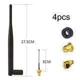 Eightwood 4 x 6dBi 2.4GHz/5GHz Dual Band WiFi RP-SMA Antenna + 4 x 5cm U.fl/IPEX Cable for Wireless Routers Mini PCIe Cards Network Extension Bulkhead Pigtail PCI WiFi WAN Repeater