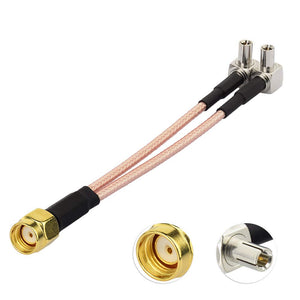 RP-SMA Male to Dual TS-9 Splitter Combiner Cable Jumper Pigtail RG316 10cm/4"