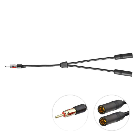 Eightwood Universal Car Stereo FM AM Radio Antenna Connector Adapter Combiner Cable,Motorola DIN Plug to Dual Socket Y-Type Cable for Vehicle Truck SUV Car Audio Radio Stereo Head Unit Receiver