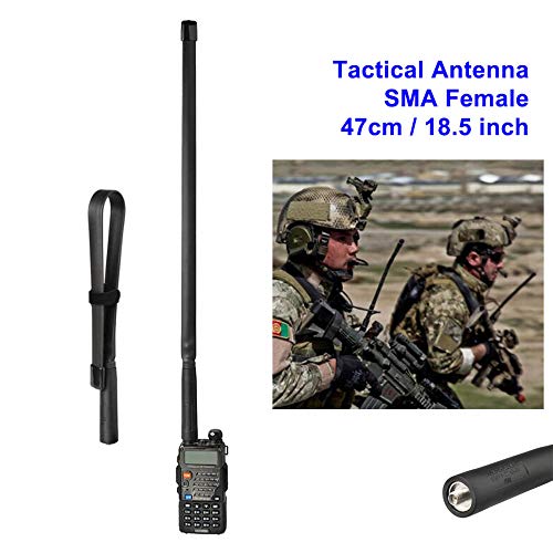 Dual Band VHF UHF 136-520MHz Foldable CS Tactical SMA Female Ham Radio Antenna Compatible with Kenwood Baofeng BF-F8HP UV-5R UV-82 BF-888S Handheld CB Ham Radio Two Way Radio Walkie Talkie