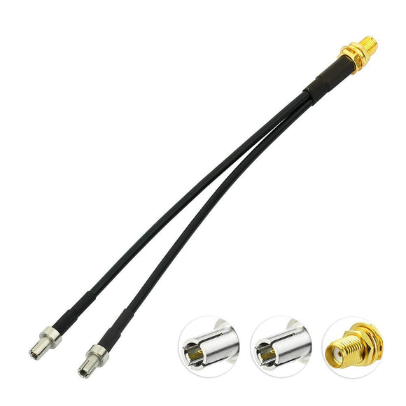 SMA Female Bulkhead to Dual TS9 Splitter Adapter Jumper Cable 6 inch Y Type for 4G LTE Antenna Router Mobile Hotspot