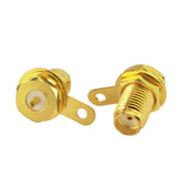 SMA Female Connector SMA Coaxial Panel Mount Connector with Bulkhead Nut and Solder Cup Terminal 5pcs