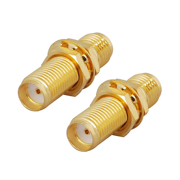 SMA Female to SMA Female Bulkhead Mount 50 Ohm Gold Plated Copper Coaxial Connector Adapter (2-Pack) Compatible with 4G LTE Cellular Cell Phone Signal Booster Ham Radio SDR Radio WiFi Extender