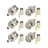 BNC Male Crimp Solder Attachment 50 Ohm Copper Coaxial Connector (6-Pack) Compatible with RG58 RG303 RG141 RG142 RG400 Low Loss 195 Coaxial Cable