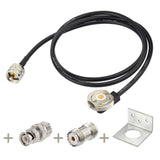 Nmo Antenna Mount to PL-259(UHF Male) Cable (RG58 1M) Extension Cable with L-Bracket + SO239 to BNC Adapter + SO239 Coupler for Yaesu Kenwood HYT Vertex Icom Trunk Mobile Radios 1PS