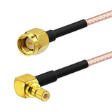 SMA to SMB Cable SMA Male Bulkhead to SMB Female Right Angle Connector Pigtail with RG316 Coaxial Cable for Wireless Antenna 1ft 30cm