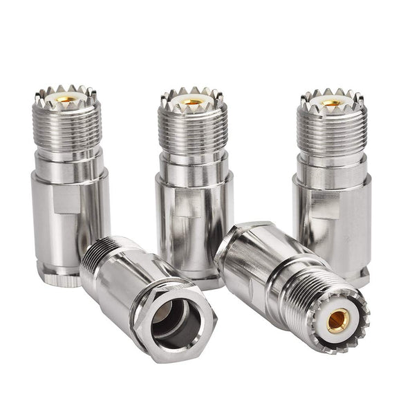 SO239 Connector Crimp SO-239 UHF Female Jack RF Coaxial Connector for LMR400 Coax Cable 5Pcs