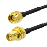 SMA Male to SMA Female Bulkhead Mount RG174 Cable 3m / 10 feet (2-Pack) for 4G LTE Wireless Router Mobile Cell Phone Signal Booster Cellular Amplifier RTL SDR USB ADS-B Receiver