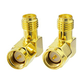 SMA Adapter SMA Male Plug to SMA Female Jack 90 Degree Right Angle Gold Plated RF Coaxial Connector 5pcs