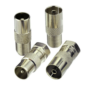 F Female/Male to TV Pal Male/Female RF Coaxial Adapter Connectors Kit 4 Pcs