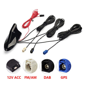 DAB Aerial DAB+ DAB Car Aerial Splitter Fakra Adapter AM/FM Aerial Fakra GPS Roof Antenna DAB Radio Signal Amplifier Car Shark Fin Antenna with Extension Cable RG174 500cm for Car GPS DAB