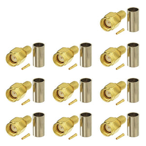 RP SMA Connector Wifi Antenna RPSMA PCB Connector DIY PCB Mount Straight Crimp 10Pcs Compatible for Wifi Router Camera Wireless Module LMR195 RG58 RG400 RG142 RF Cable MULTI-WAY