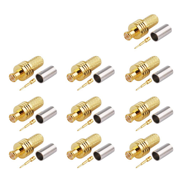 MCX Connector MCX Adapter Wifi Connector DIY PCB Mount Straight Crimp 10Pcs for 4G Wifi Antenna Wlan/DAB/GPS LMR195 RG58 RF Cable MULTIWAY