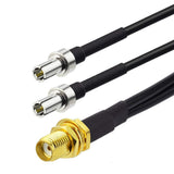 SMA Female Bulkhead to Dual TS9 Splitter Adapter Jumper Cable 6 inch Y Type for 4G LTE Antenna Router Mobile Hotspot