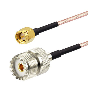 SO239 to SMA Cable SMA Male to UHF SO-239 Female Connectors 5ft(150cm) Low Loss Jumper Cable Extension for Handheld Radio Antenna