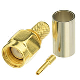 Reverse Polarity RP-SMA Male Crimp Solder Attachment 50 Ohm Gold Plated Copper Connector (10-Pack) Compatible with RG58 RG303 RG141 RG142 RG400 Low Loss 195 Coaxial Cable WiFi Antenna Cable