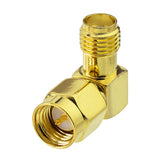 SMA Adapter SMA Male Plug to SMA Female Jack 90 Degree Right Angle Gold Plated RF Coaxial Connector 5pcs