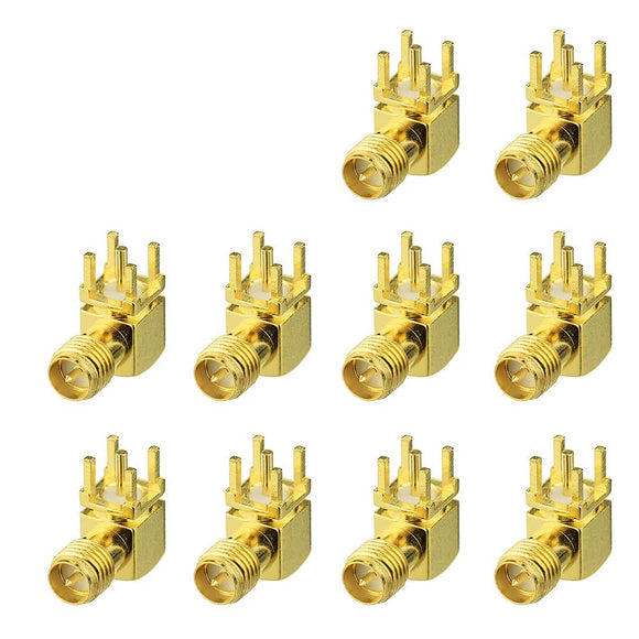 Wifi Antenna Adapter RP SMA Connector DIY PCB Mount RP-SMA Right Angle Solder 10Pcs Comaptible for Wifi Antenna Router Wireless Module Wlan Antenna Cable MULTI-WAY