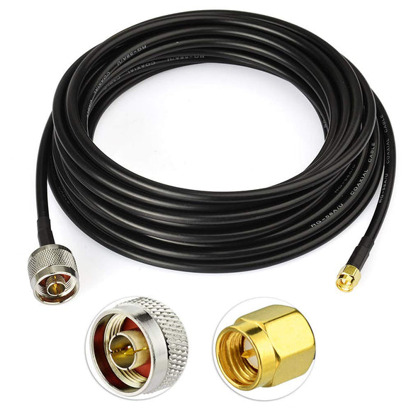 Low Loss N Male to SMA Male with Weatherproof Connectors RG58 Coax Cable （12feet,3.5M） for Celling Antenna