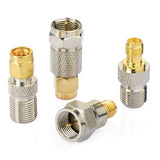 F-Type Male/Female to SMA Male/Female RF Coaxial Coax Adapter Connector Kit 4 Pcs