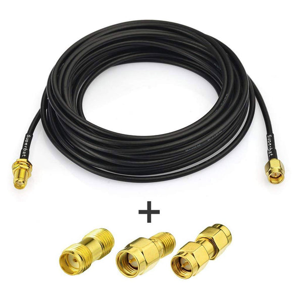 RF coaxial SMA Male to SMA Female Bulkhead RG174 15ft Cable + 3pcs RF Coax SMA Adapter Kit for SDR Equipment Antenna Ham Radio,3G 4G LTE Antenna,ADS-B,GPS and etc