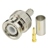 BNC Male Crimp Solder Attachment 50 Ohm Copper Coaxial Connector (6-Pack) Compatible with RG58 RG303 RG141 RG142 RG400 Low Loss 195 Coaxial Cable