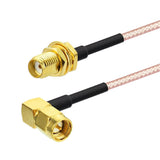 SMA 4G Antenna Cable SMA Connector SMA Bulkhead Female to SMA Male Right Angle Coaxial Cable RG316 30cm 1ft for 3G 4G Antenna WIFI Antenna GSM DVB-T DAB+ Car Radio