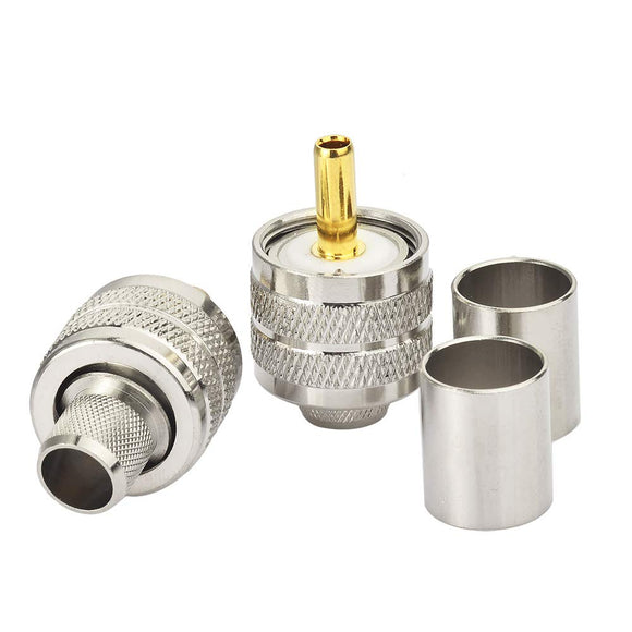 PL259 Connectors Crimp PL-259 UHF Male Plug RF Coaxial Connector for LMR400 RG8 9913 RG214 RG213 Coax Cable 2Pcs