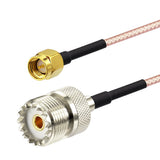 Eightwood SO239 to SMA Cable SMA Male to UHF SO-239 Female Connectors 6"(15cm) Low Loss Jumper Cable Extension for Handheld Radio Antenna