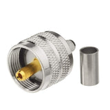 Eightwood PL-259 Connectors Crimp PL 259 UHF Male Plug RF Coaxial Connector for LMR-195 RG142 RG400 RG58 Coax Cable 2Pcs