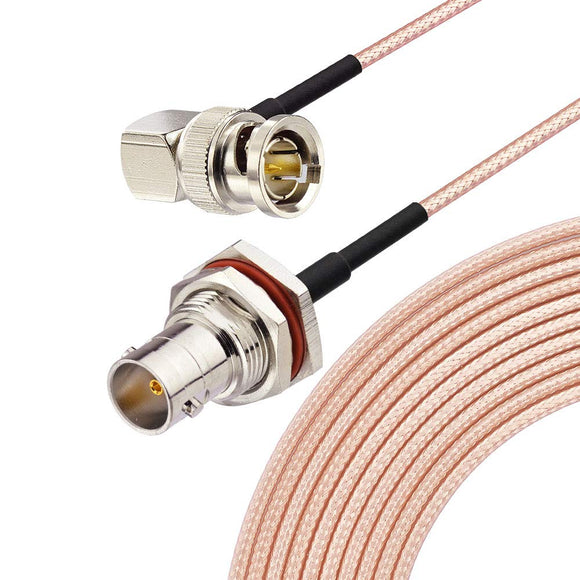 Eightwood BNC Cable 3G/HD SDI Cable(100cm 75Ω) bnc Male to Female Extension Coaxial Cable for Cameras and Video Equipment，Supports HD-SDI/3G-SDI/4K/8K，SDI Video Cable (Straight to Right Angle,1Pcs)