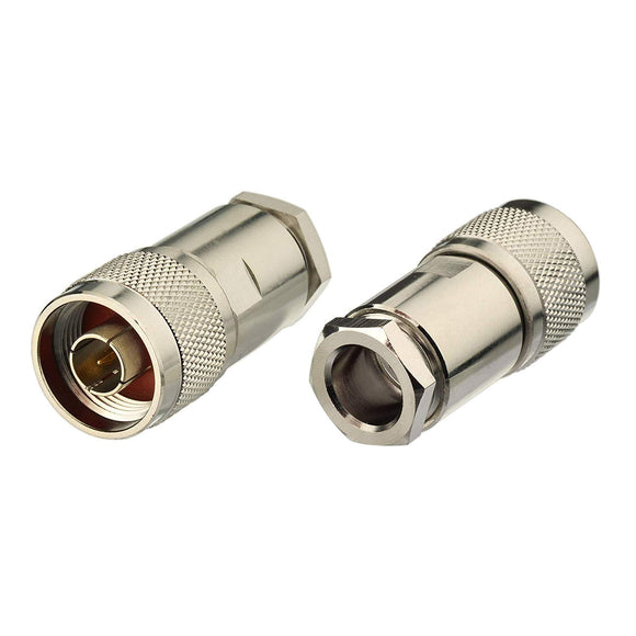 N Male Clamp Solder Attachment 50 Ohm Copper Connector (2-Pack) Compatible with RG213 RG214 RG8 RG9 RG11 RG225 RG393 RG144 RG216 RG215 Low Loss 400 Coaxial Cable