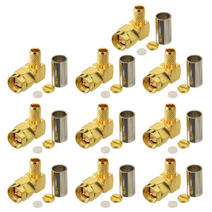 SMA Connector SMA Male Right Angle Connector Crimp for 4G Antenna RG58 Ham Radio Wifi Router Wifi Antenna SMA Antenna Transceiver 10pcs