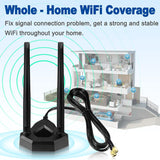 Eightwood Dual Band WiFi Antenna 2.4GHz 5GHz RP-SMA WiFi Antennae with 6.5ft Extension Cable for PC Desktop Computer PCI PCIe WiFi Bluetooth Card Wireless Network Router