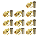 SMA Male Crimp Solder Attachment 50 Ohm Gold Plated Copper Connector (10-Pack) Compatible with RG58 RG303 RG141 RG142 RG400 Low Loss 195 Coaxial Cable