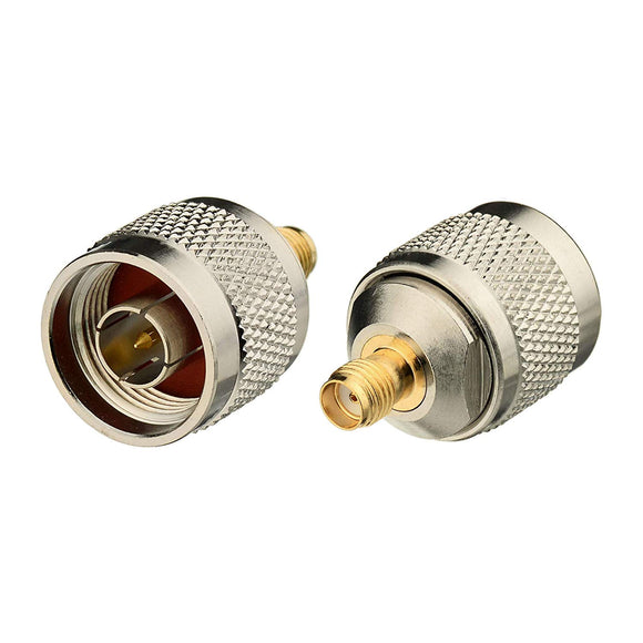 N Male to SMA Female Bulkhead Mount 50 Ohm Copper Coaxial Connector Adapter (2-Pack) Compatible with 4G LTE Cellular Cell Phone Signal Booster WiFi Amplifier Power Divider Splitter Combiner